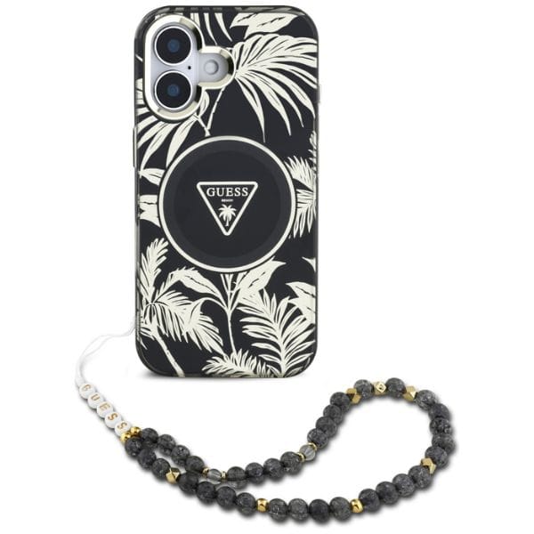 Etui Guess Palm Trees Triangle Pearl     Strap MagSafe do iPhone 16 czarny