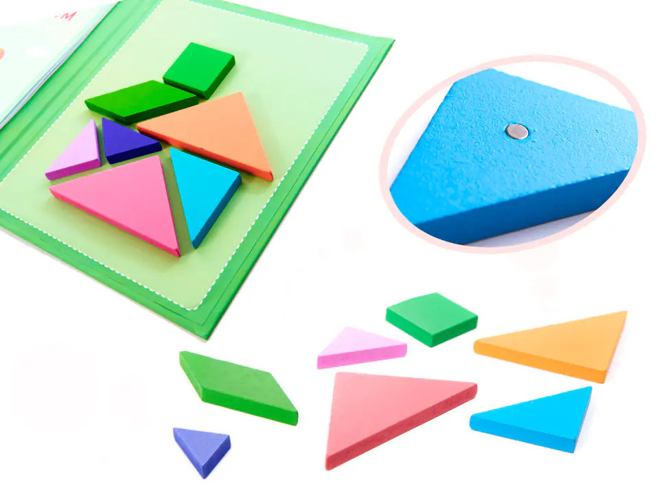 Magnetic book puzzle blocks 3D tangram