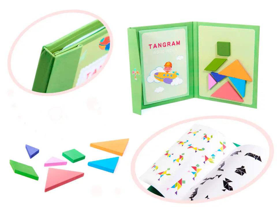 Magnetic book puzzle blocks 3D tangram