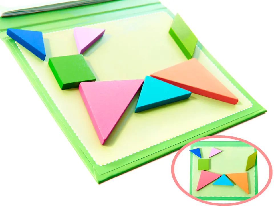 Magnetic book puzzle blocks 3D tangram