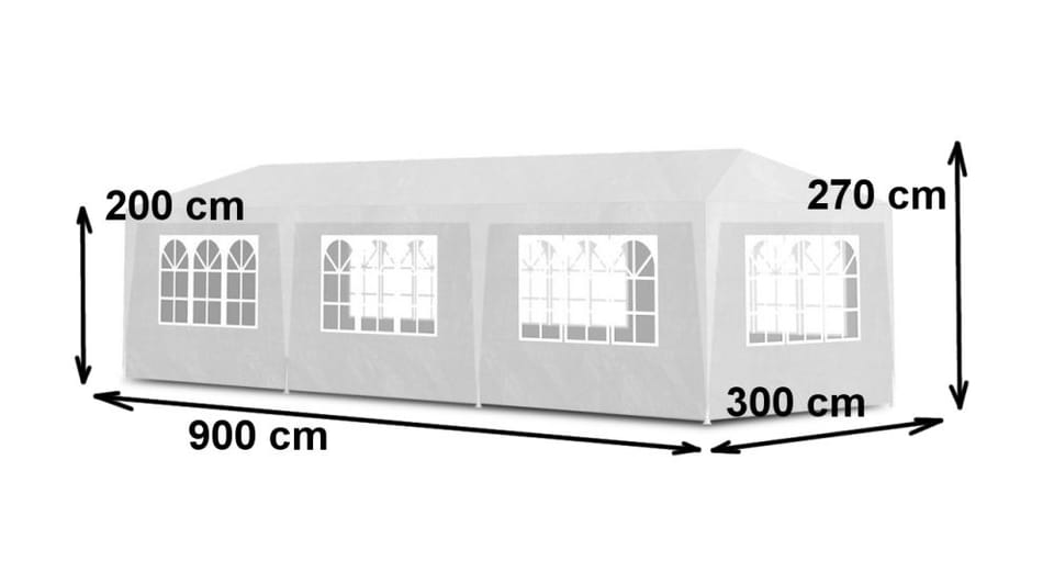 Namiot pawilon ogrodowy handlowy 3x9 m 8 ścianek biały MultiGarden