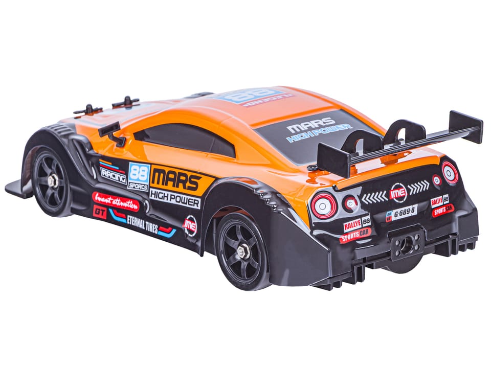 DUŻY Samochód Do Driftu Auto RC Drift 1:16 2,4 GHz PARA DYM 4WD Pomarańczowy Nissan GTR LED