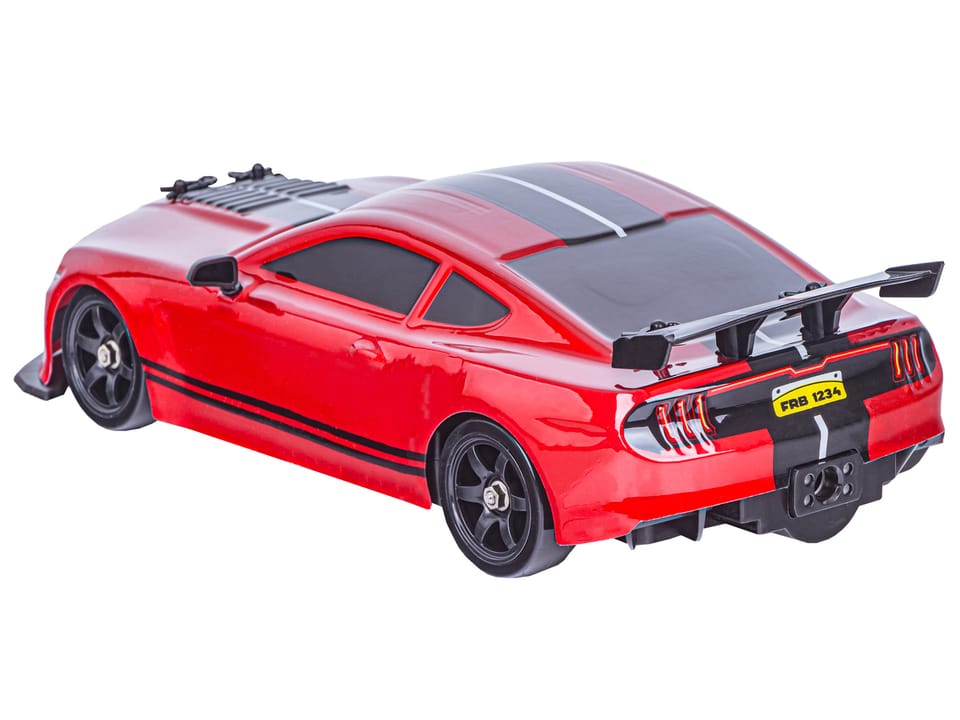 DUŻY Samochód Do Driftu Auto RC Drift 1:16 2,4 GHz PARA DYM Mustang 4WD Czerwony LED