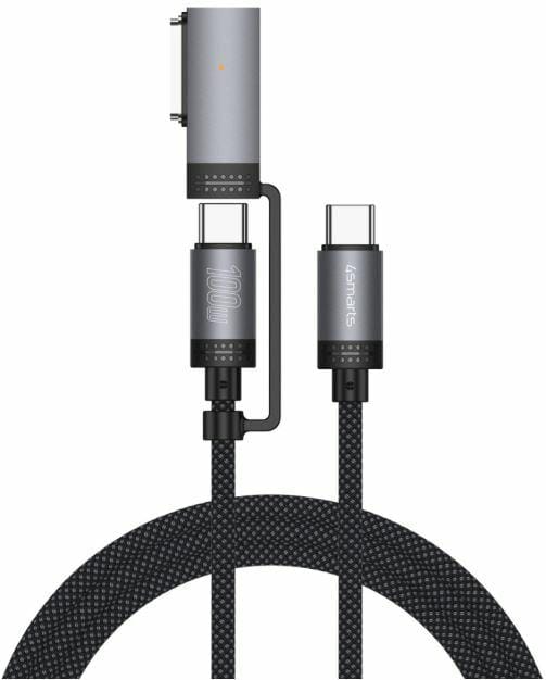 Kabel USB-C 4smarts Explorer ComboCord   100W 2m z adapterem MagSafe czarny