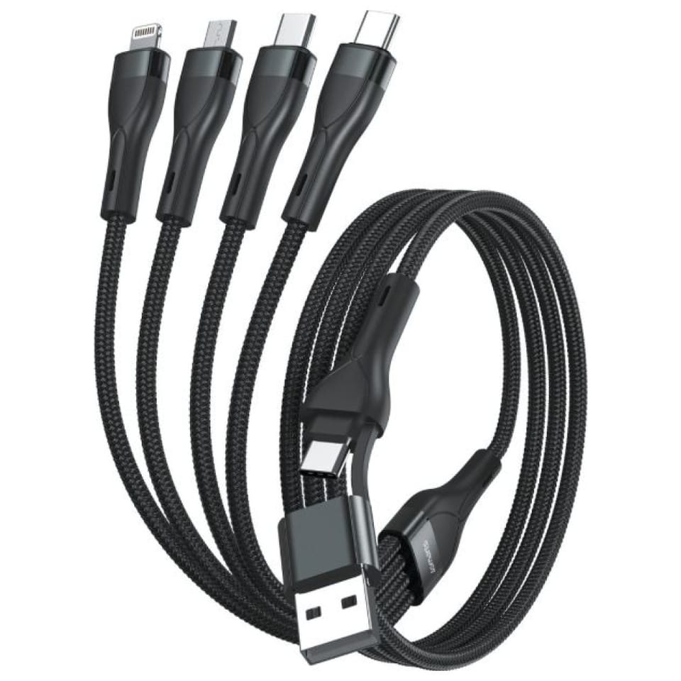 Kabel USB-C/USB-A 4smarts 4w1 1.2m       czarny
