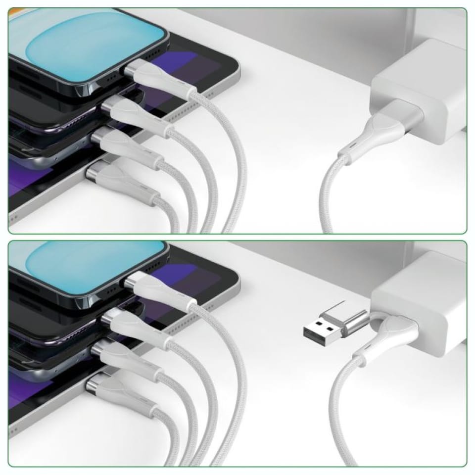 Kabel USB-C/USB-A 4smarts 4w1 1.2m biały