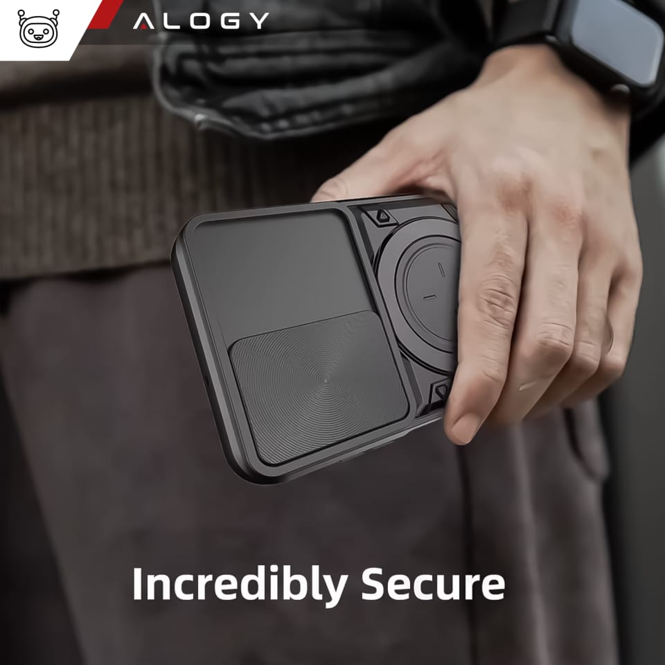 Etui do Samsung Galaxy S25 pancerne Slide Case Ring obudowa ochrona aparatu Alogy CamGuard Pro czarne