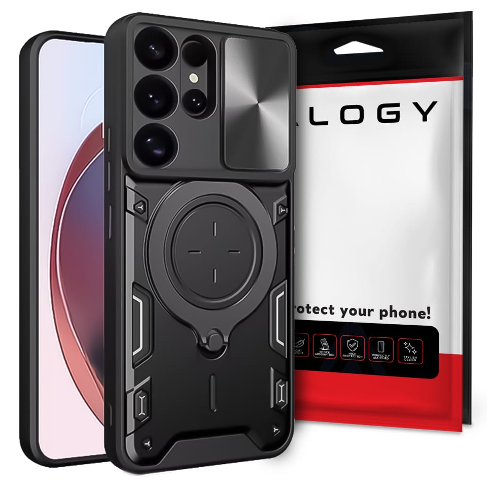 Etui do Samsung Galaxy S25 Ultra pancerne Slide Case Ring obudowa ochrona aparatu Alogy CamGuard Pro czarne