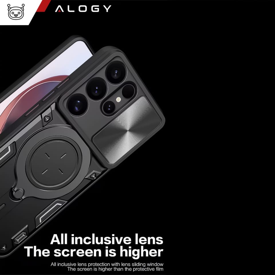 Etui do Samsung Galaxy S25 Ultra pancerne Slide Case Ring obudowa ochrona aparatu Alogy CamGuard Pro czarne