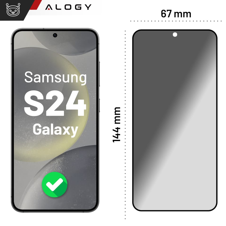 Szkło hartowane Prywatyzujące do Samsung Galaxy S24 matowa ochrona na ekran Alogy Privacy Glass