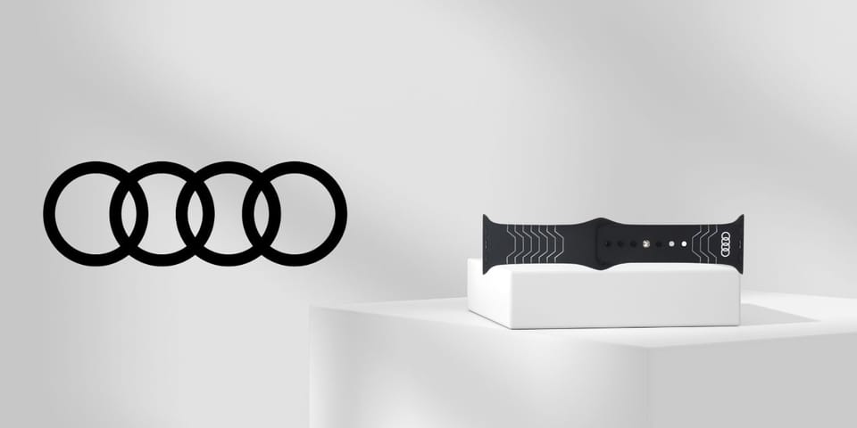 Pasek Audi Geometric Pattern Silicone    Watch Strap do Apple Watch 40/41/42mm czarny
