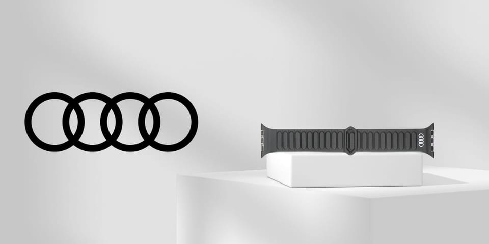 Pasek Audi Logo Synthetic Leather        Magnetic Ring do Apple Watch 44/45/46/49mm czarny