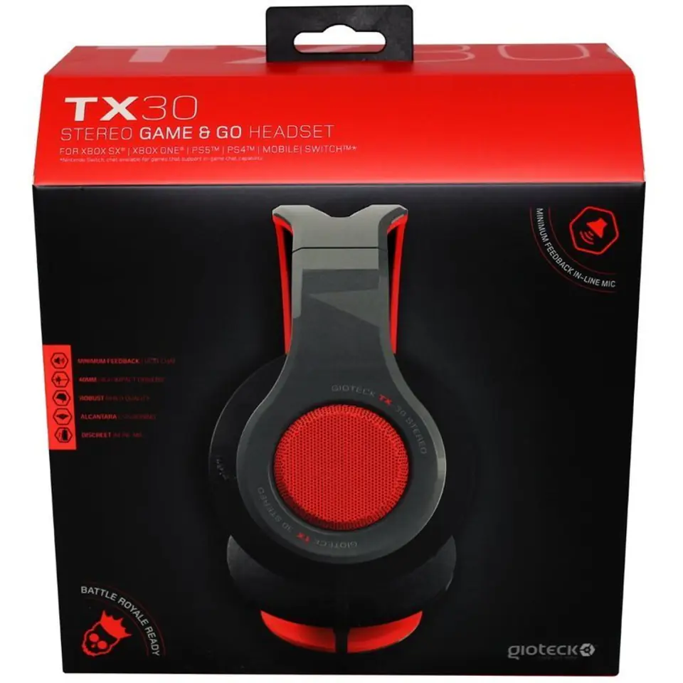 Gioteck Headphones TX30 PS5 PS4 Xbox red Wasserman.eu