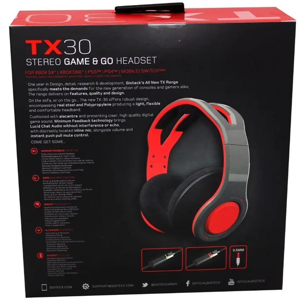 Gioteck Headphones TX30 PS5 PS4 Xbox red Wasserman.eu