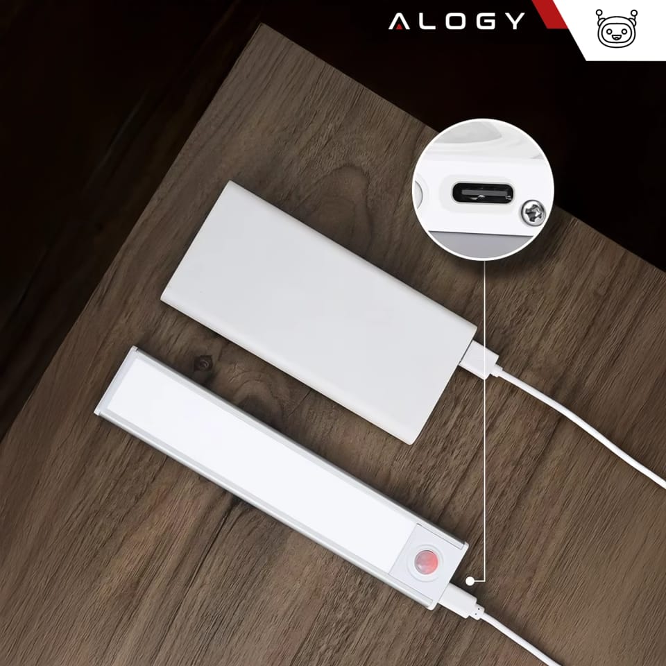 Lampka szafkowa z czujnikiem ruchu Listwa Alogy Motion Sensor LED Light 60cm do garderoby szafy kuchni Srebrna