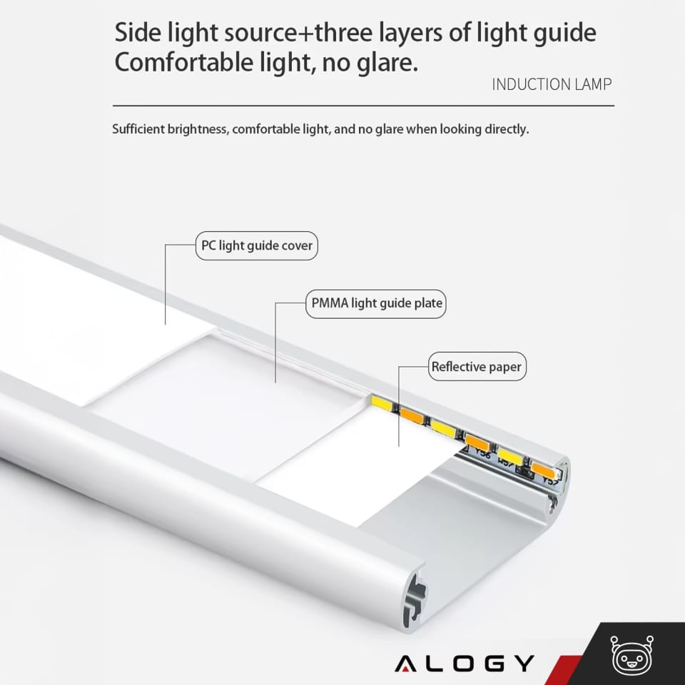Lampka szafkowa z czujnikiem ruchu Listwa Alogy Motion Sensor LED Light 60cm do garderoby szafy kuchni Srebrna