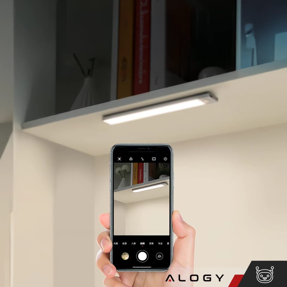 Lampka szafkowa z czujnikiem ruchu Listwa Alogy Motion Sensor LED Light 60cm do garderoby szafy kuchni Srebrna