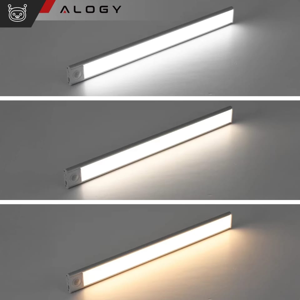Lampka szafkowa z czujnikiem ruchu Listwa Alogy Motion Sensor LED Light 60cm do garderoby szafy kuchni Srebrna