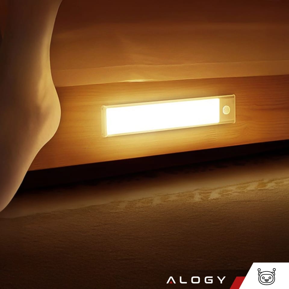 Lampka szafkowa z czujnikiem ruchu Listwa Alogy Motion Sensor LED Light 60cm do garderoby szafy kuchni Srebrna