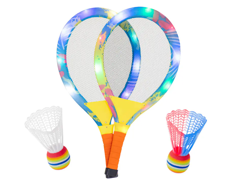 LED tennis rackets + shuttlecocks