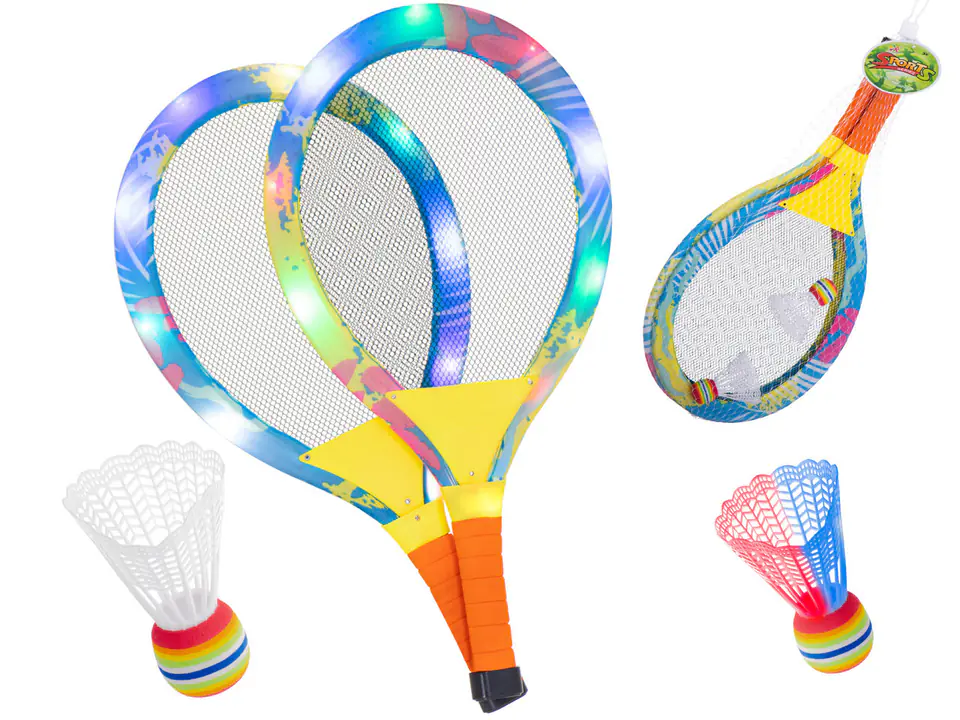 LED tennis rackets + shuttlecocks