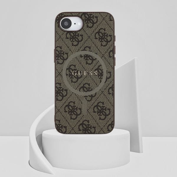 Etui Guess 4G Ring Classic Logo MagSafe  do iPhone 16e brązowy