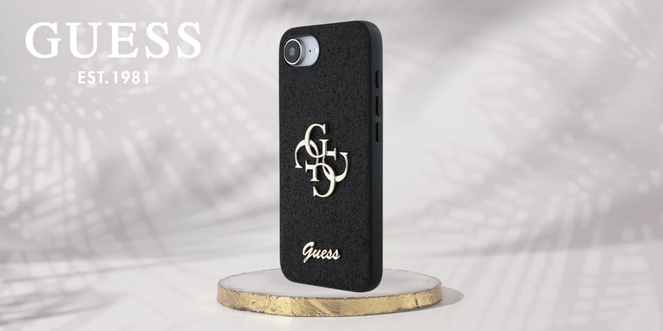 Etui Guess Fixed Glitter Big 4G do       iPhone 16e czarny