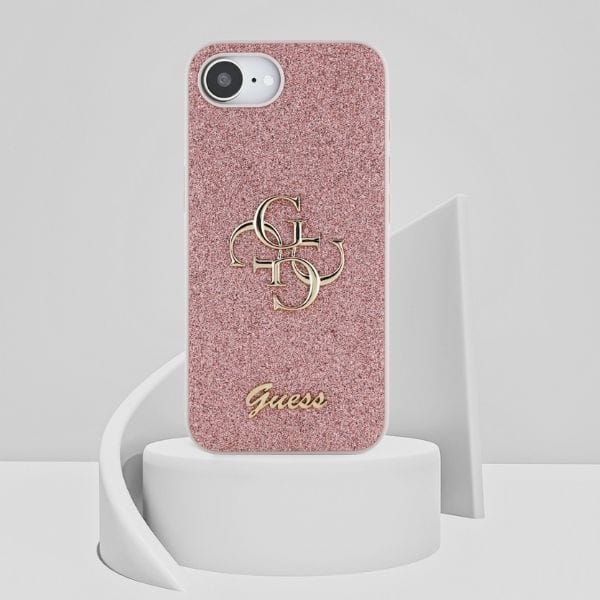 Etui Guess Fixed Glitter Big 4G do       iPhone 16e różowy