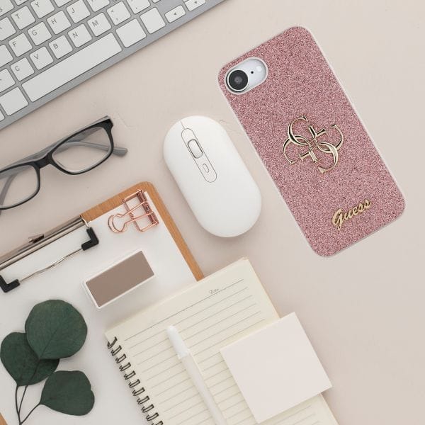 Etui Guess Fixed Glitter Big 4G do       iPhone 16e różowy