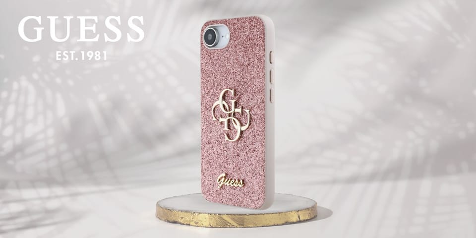 Etui Guess Fixed Glitter Big 4G do       iPhone 16e różowy