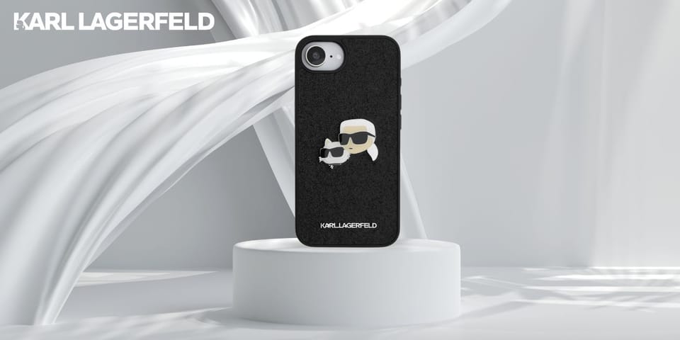 Etui Karl Lagerfeld Fixed Glitter        Karl&Choupette Heads Metal Pin do iPhone 16e czarny