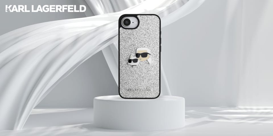 Etui Karl Lagerfeld Fixed Glitter Ikonik Metal Pin do iPhone 16e srebrny
