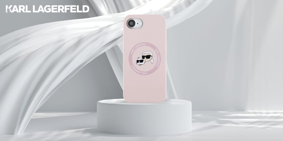 Etui Karl Lagerfeld Silicone             Karl&Choupette Heads MagSafe do iPhone 16e różowy