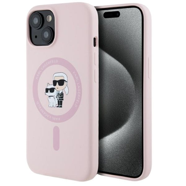 Etui Karl Lagerfeld Silicone             Karl&Choupette MagSafe do iPhone 15 Plus różowy