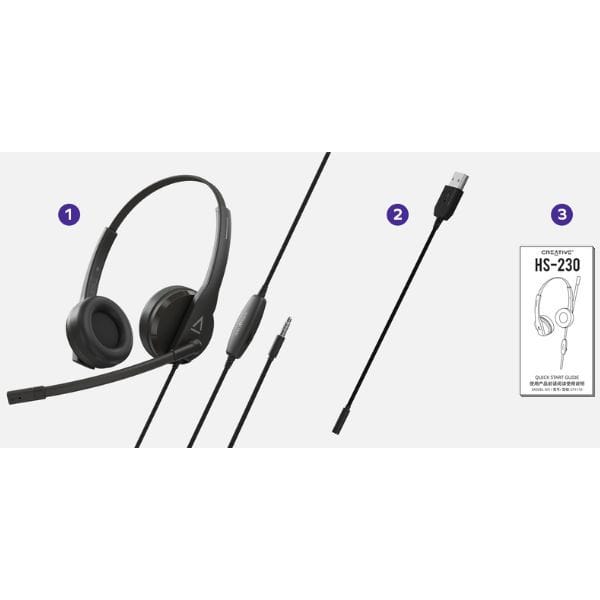 Słuchawki przewodowe Creative HS-230     z mikrofonem USB czarny