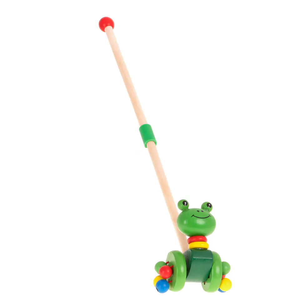 Pusher on a stick wooden walking frog