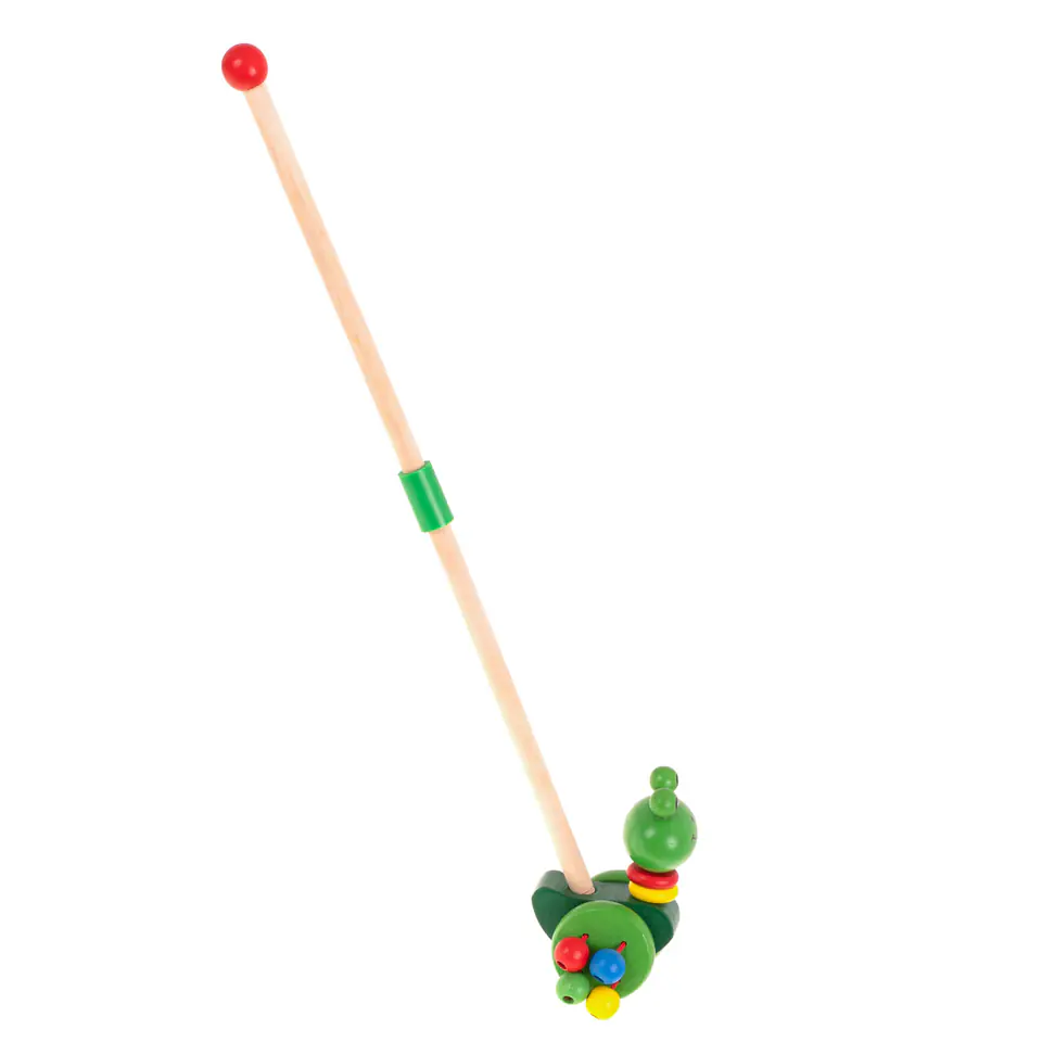 Pusher on a stick wooden walking frog