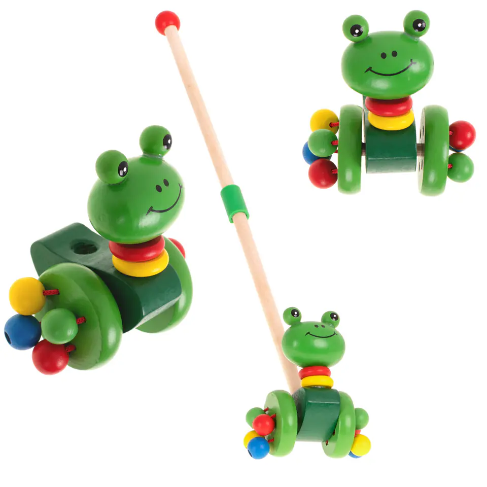 Pusher on a stick wooden walking frog