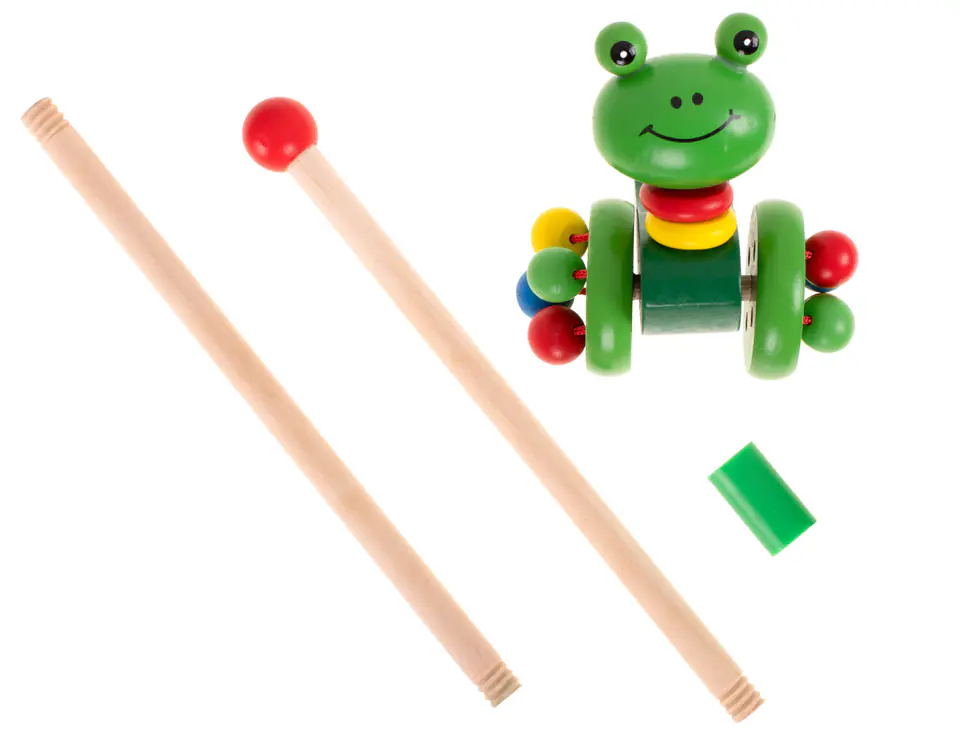 Pusher on a stick wooden walking frog