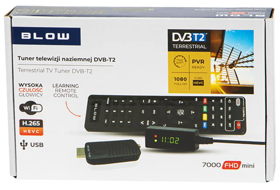 Tuner DVB-T2 Dekoder Blow 7000FHD Mini H.265