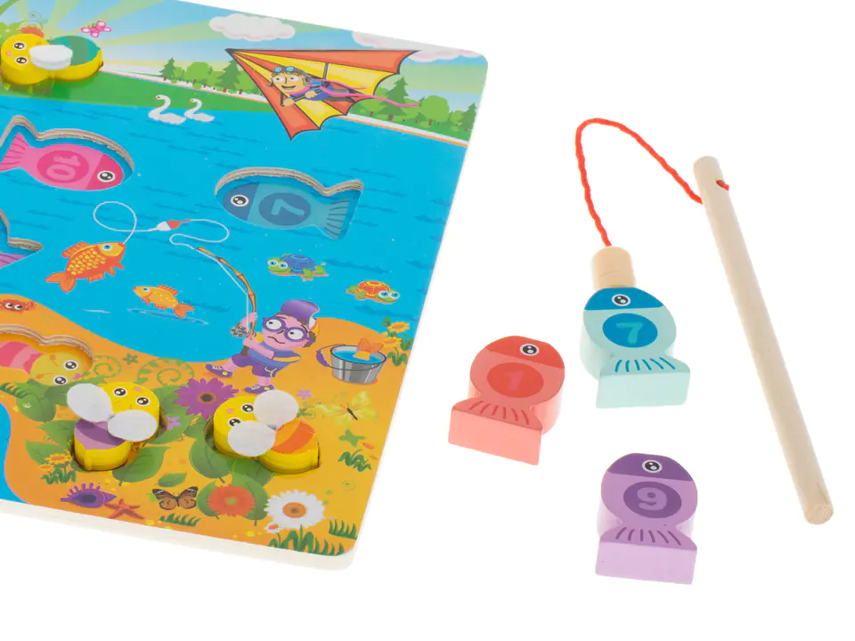 Wooden game fish fishing fish on magnet montessori bees