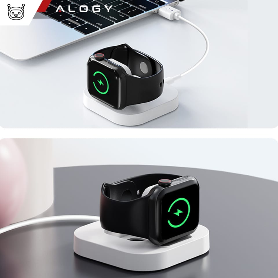 Mini ładowarka indukcyjna do ładowania Apple Watch USB Alogy Mini Stand Charger Biała