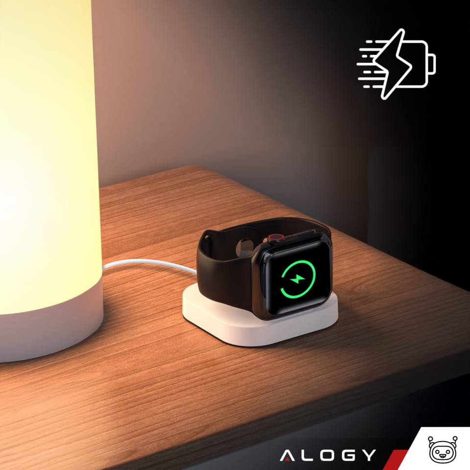 Mini ładowarka indukcyjna do ładowania Apple Watch USB Alogy Mini Stand Charger Biała