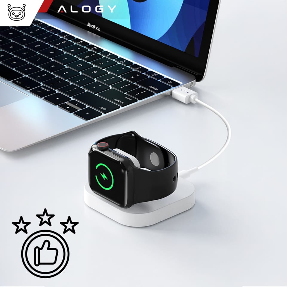 Mini ładowarka indukcyjna do ładowania Apple Watch USB Alogy Mini Stand Charger Biała