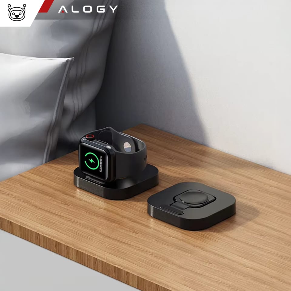 Mini ładowarka indukcyjna do ładowania Apple Watch USB Alogy Mini Stand Charger Czarna