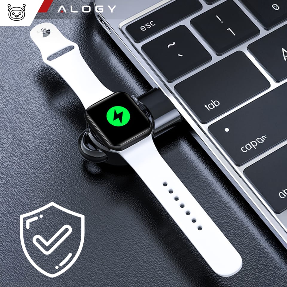 Mini ładowarka indukcyjna do ładowania Apple Watch USB Alogy High-end Chip Czarna