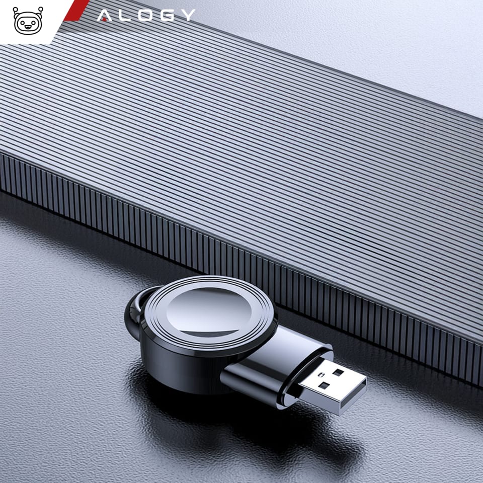 Mini ładowarka indukcyjna do ładowania Apple Watch USB Alogy High-end Chip Czarna