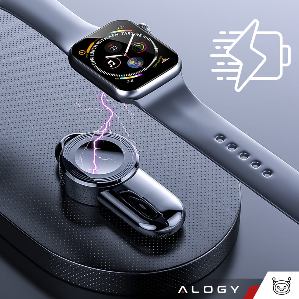 Mini ładowarka indukcyjna do ładowania Apple Watch USB Alogy High-end Chip Czarna