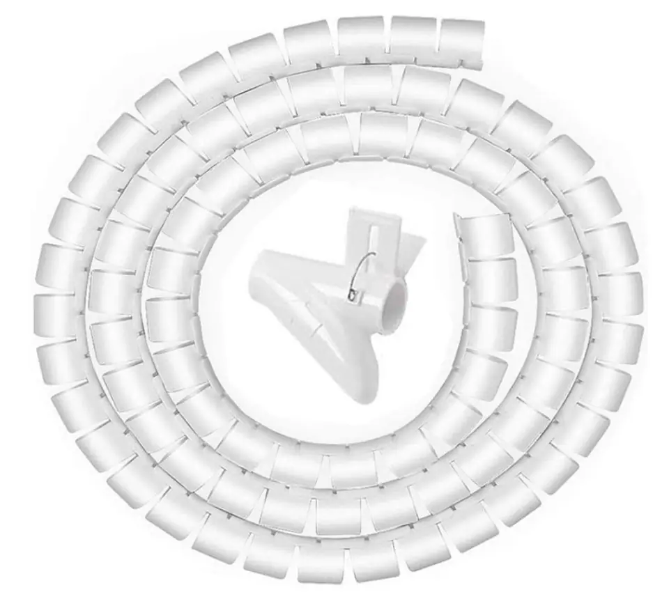 Cable Organizer, Spiral Cable Tie, Grille, White Cover 3m