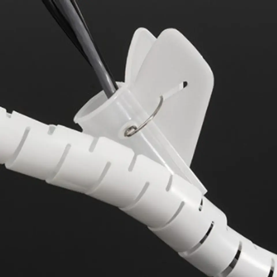 Cable Organizer, Spiral Cable Tie, Grille, White Cover 3m
